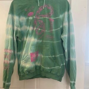 Urban Outfitters Green and Pink Graphic Hoodie